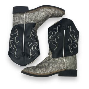 Old West Cowgirl Boots Silver Glitter Size 3 D